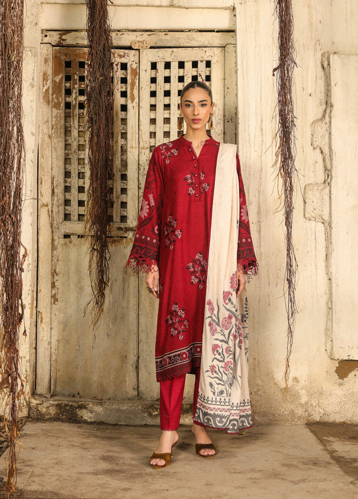 Sahar Printed Jacquard Suits Unstitched 3 Piece AW2-25-08 Eternal Rose - Winter Collection