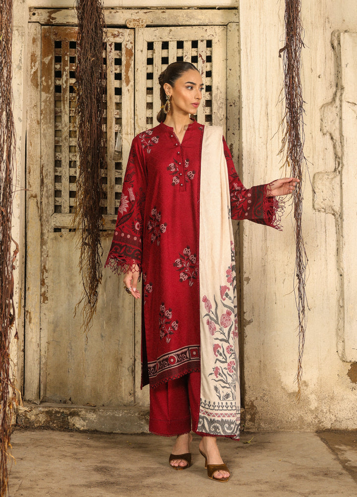 Sahar Printed Jacquard Suits Unstitched 3 Piece AW2-25-08 Eternal Rose - Winter Collection