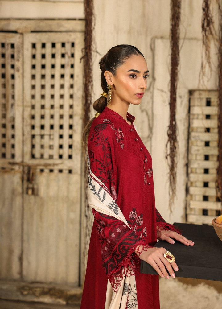 Sahar Printed Jacquard Suits Unstitched 3 Piece AW2-25-08 Eternal Rose - Winter Collection