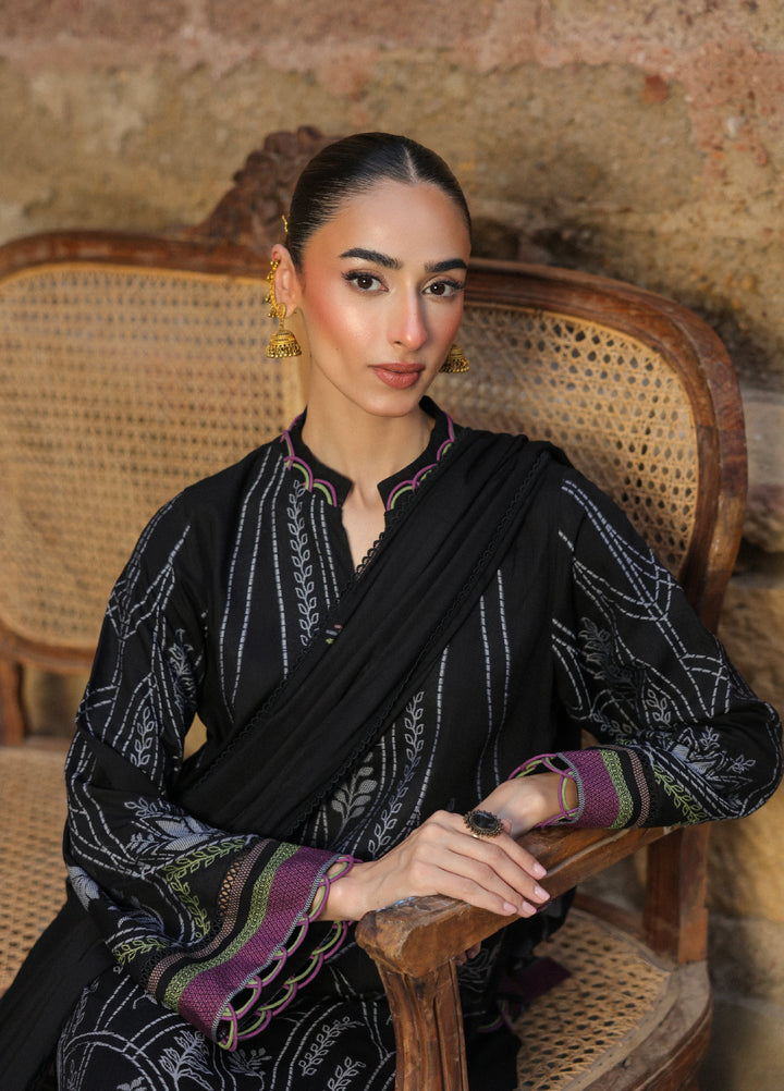 Sahar Printed Jacquard Suits Unstitched 3 Piece AW2-25-09 Velour Noir - Winter Collection