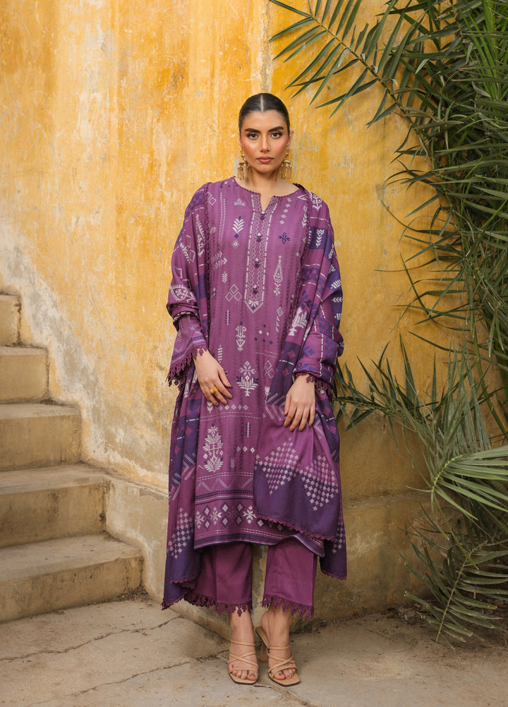 Sahar Printed Jacquard Suits Unstitched 3 Piece AW2-25-10 Twilight Orchid - Winter Collection