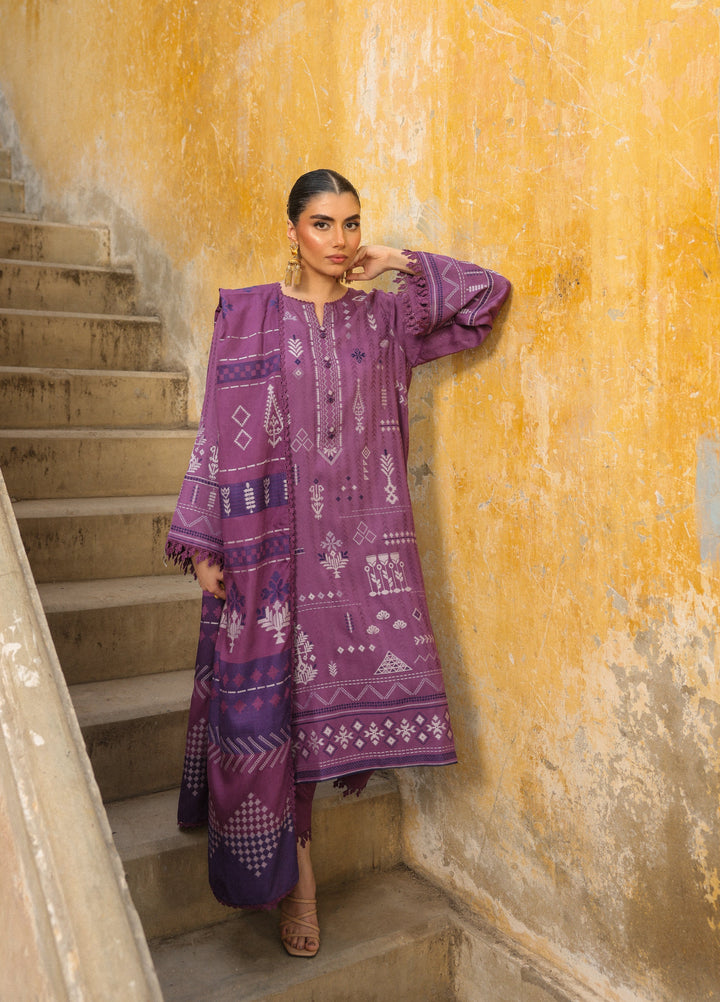 Sahar Printed Jacquard Suits Unstitched 3 Piece AW2-25-10 Twilight Orchid - Winter Collection