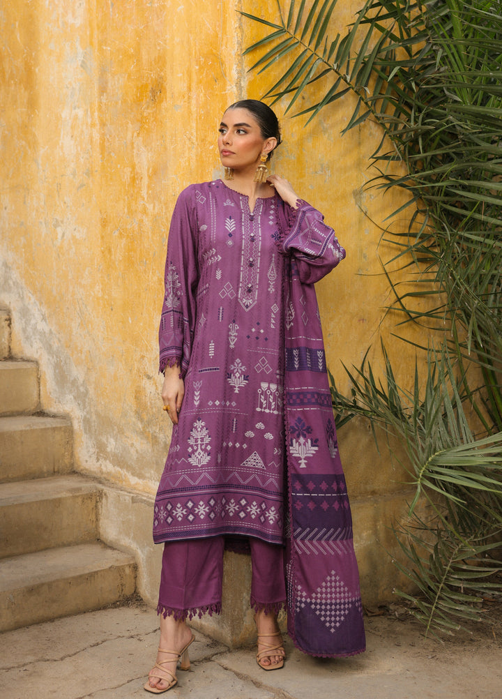 Sahar Printed Jacquard Suits Unstitched 3 Piece AW2-25-10 Twilight Orchid - Winter Collection