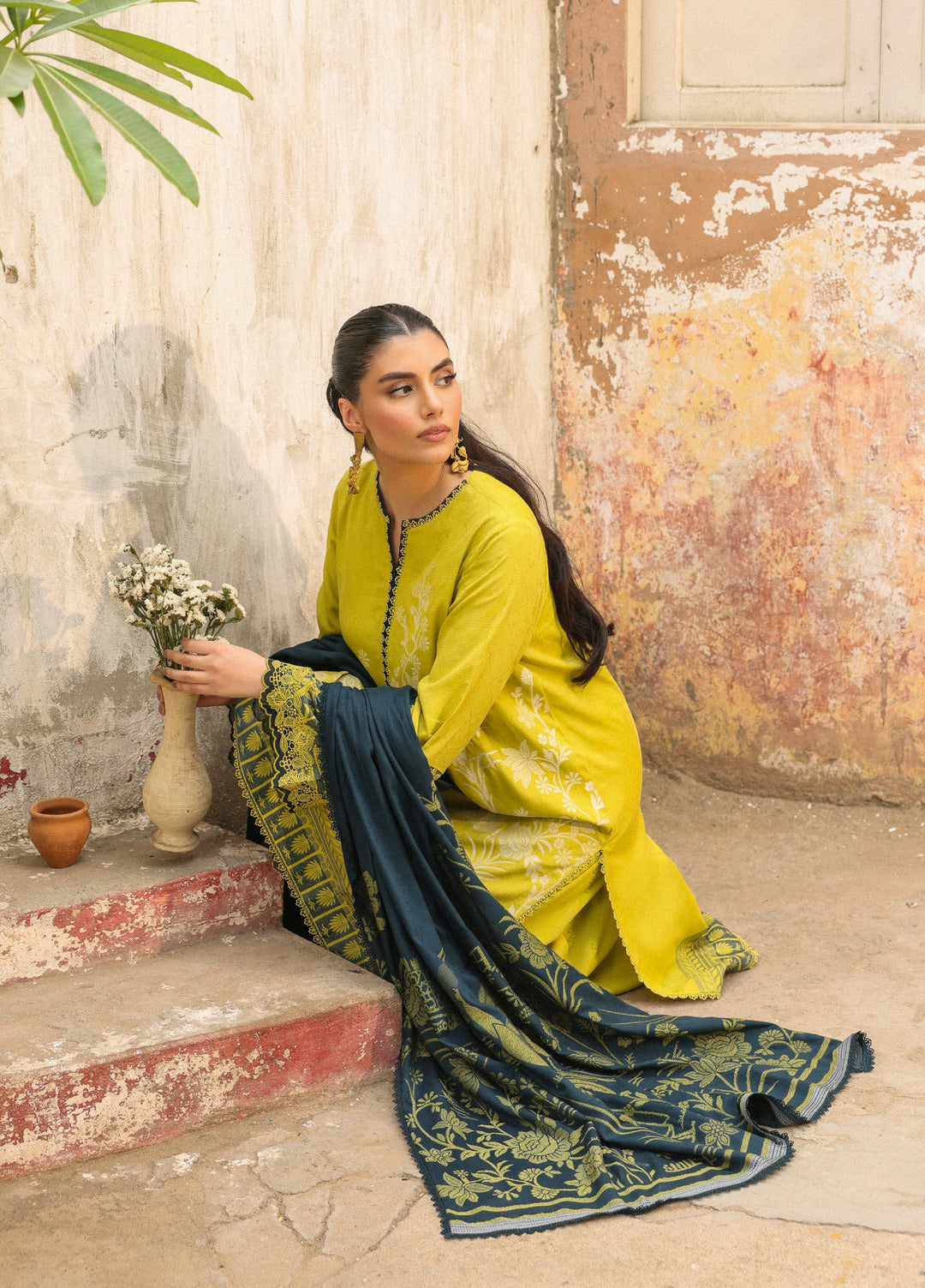 Sahar Printed Jacquard Suits Unstitched 3 Piece AW2-25-11 Rosemary Night - Winter Collection