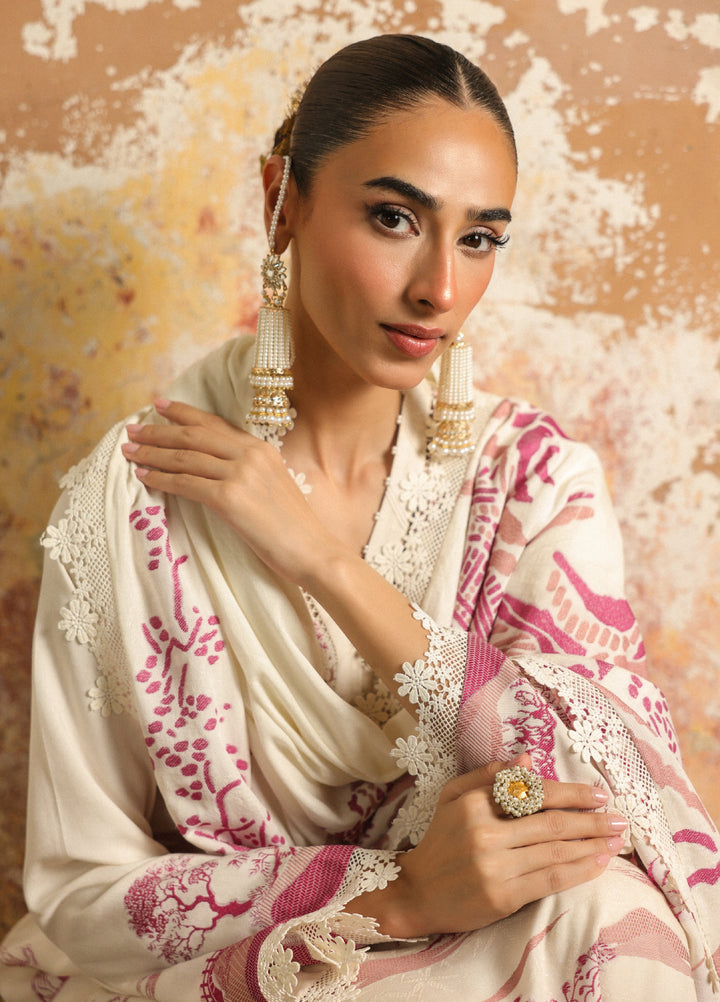 Sahar Printed Jacquard Suits Unstitched 3 Piece AW2-25-12 Celeste bloom - Winter Collection