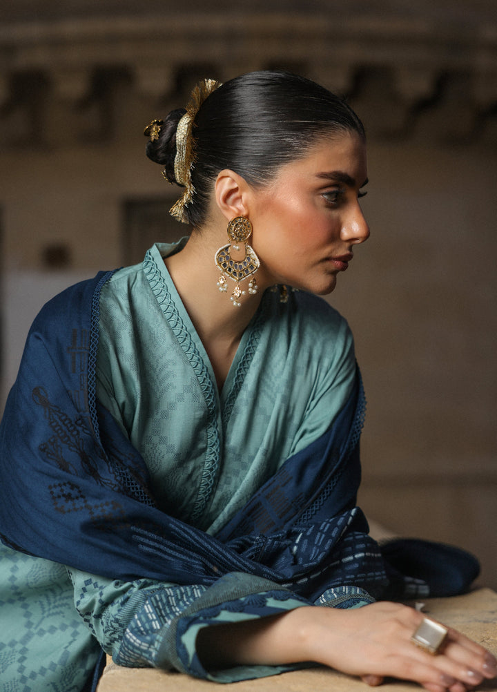 Sahar Printed Jacquard Suits Unstitched 3 Piece AW2-25-13 Mystic Emerald - Winter Collection