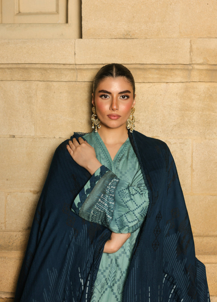 Sahar Printed Jacquard Suits Unstitched 3 Piece AW2-25-13 Mystic Emerald - Winter Collection