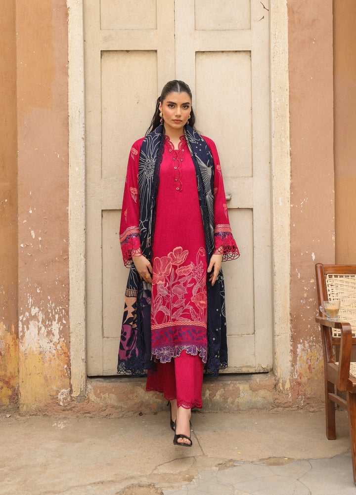 Sahar Printed Jacquard Suits Unstitched 3 Piece AW2-25-14 Pink Horizon - Winter Collection