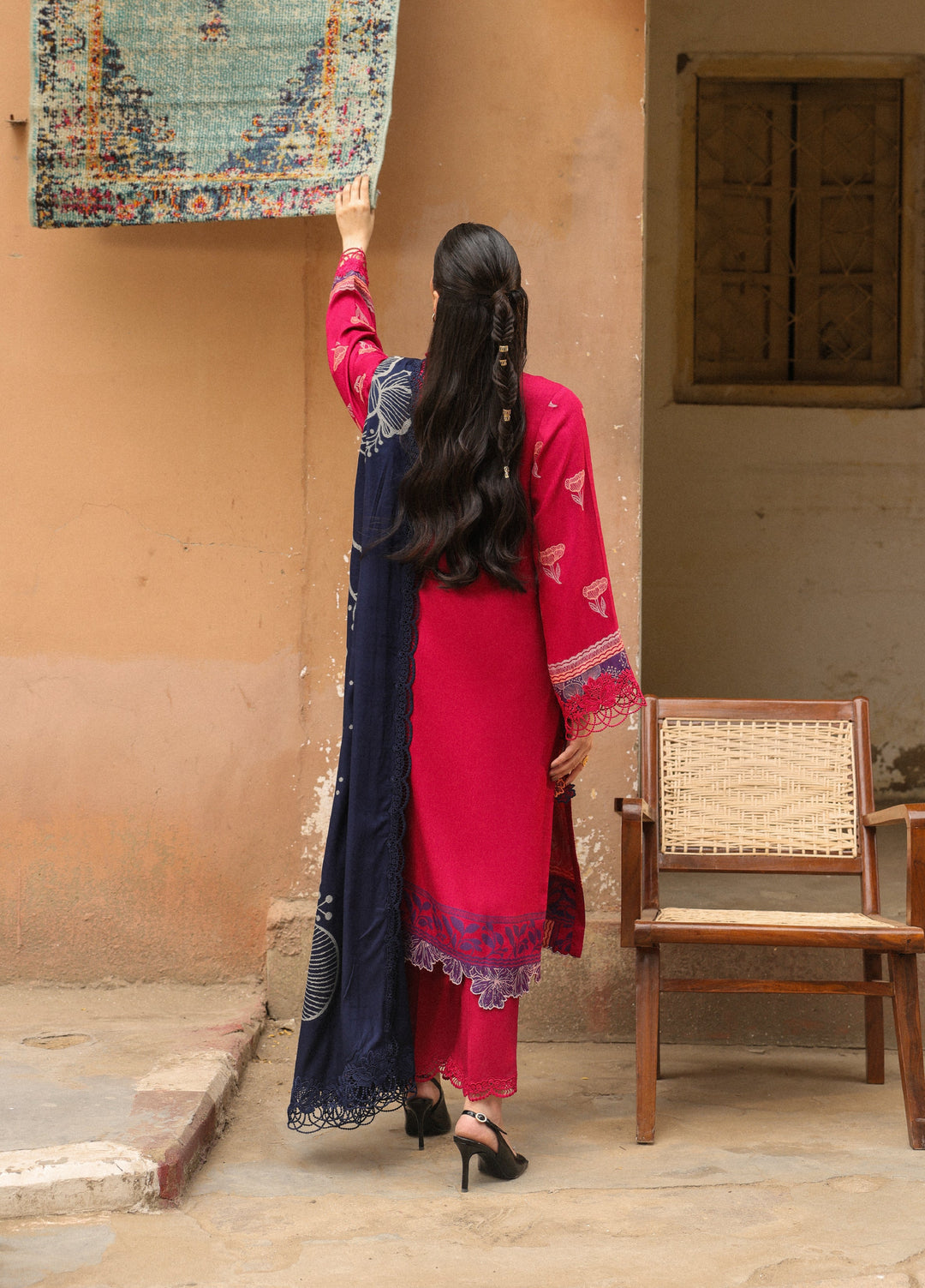 Sahar Printed Jacquard Suits Unstitched 3 Piece AW2-25-14 Pink Horizon - Winter Collection