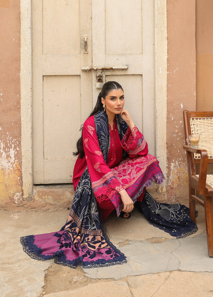 Sahar Printed Jacquard Suits Unstitched 3 Piece AW2-25-14 Pink Horizon - Winter Collection