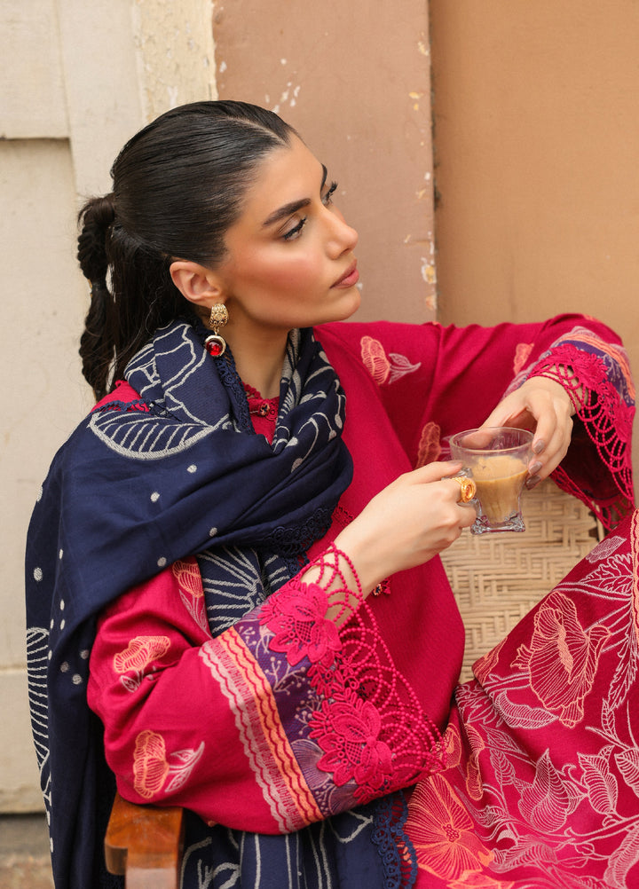 Sahar Printed Jacquard Suits Unstitched 3 Piece AW2-25-14 Pink Horizon - Winter Collection