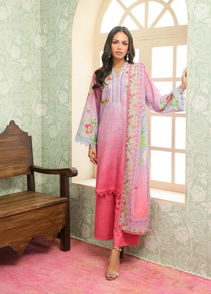 Sahar Printed Khaddar Suits Unstitched 3 Piece AW2-25-16 Sky Blush - Winter Collection