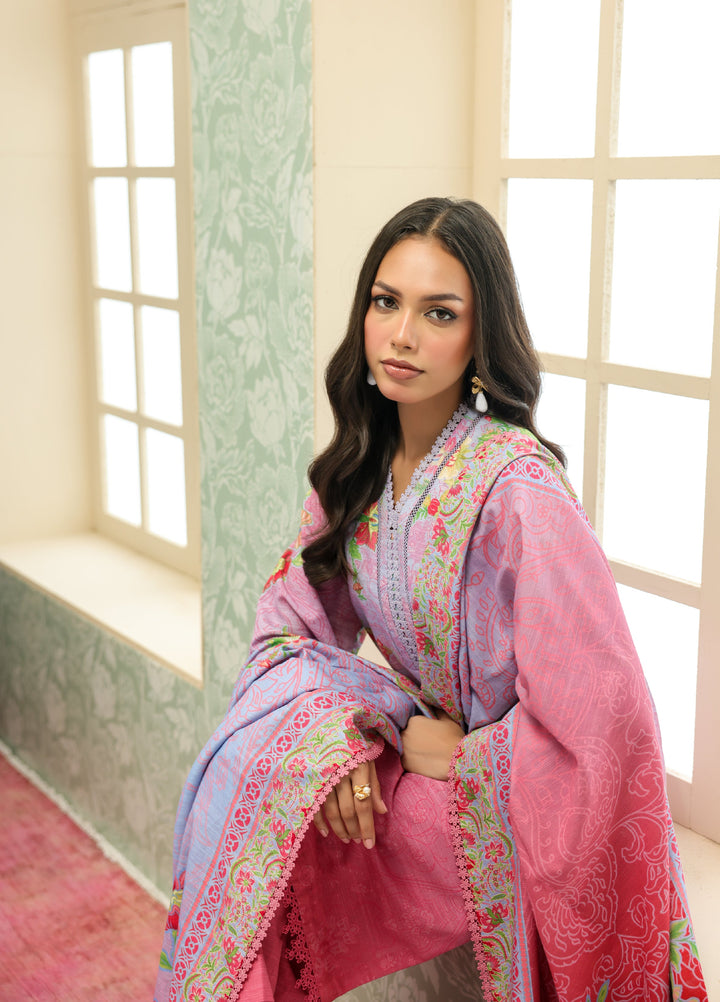 Sahar Printed Khaddar Suits Unstitched 3 Piece AW2-25-16 Sky Blush - Winter Collection