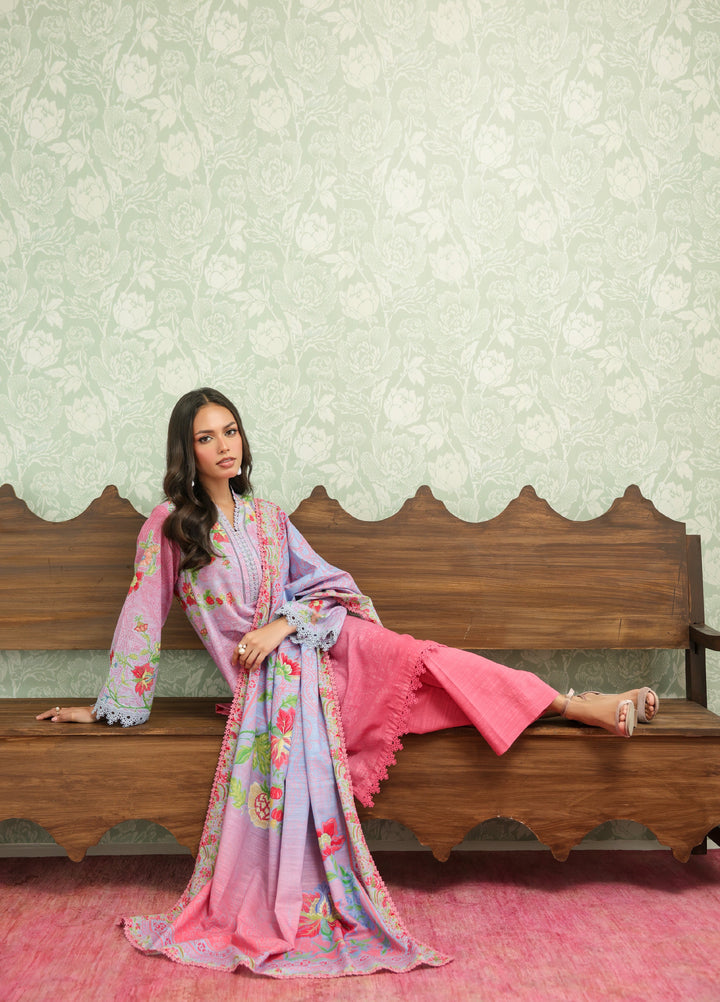 Sahar Printed Khaddar Suits Unstitched 3 Piece AW2-25-16 Sky Blush - Winter Collection