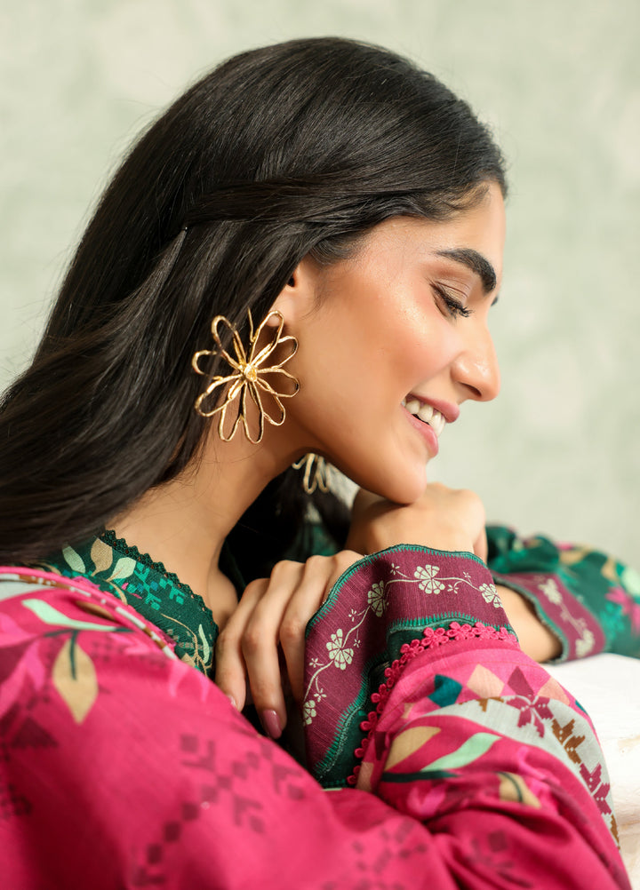 Sahar Printed Khaddar Suits Unstitched 3 Piece AW2-25-18 Eternal Emerald - Winter Collection