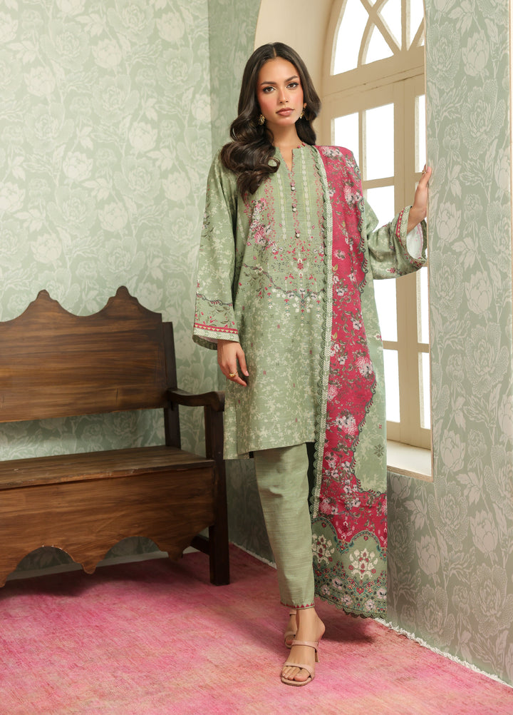 Sahar Printed Khaddar Suits Unstitched 3 Piece AW2-25-19 Rose Meadow - Winter Collection