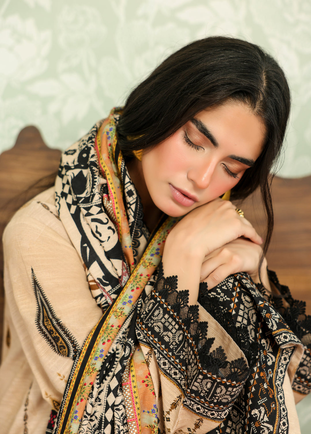 Sahar Printed Khaddar Suits Unstitched 3 Piece AW2-25-21 Ornate Desert - Winter Collection