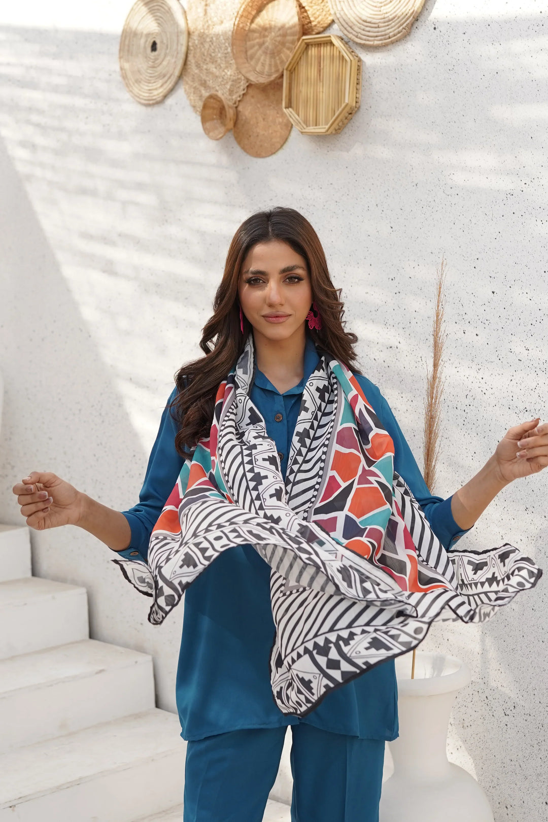 Dhaga Women Scarve Printed Crinkle Silk 1 Piece Multi Abstract - Summer Collection