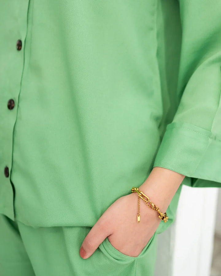 Zauk Women RTW 2 Piece Solids Wrinkle Free Crepe Green Goddess - Casual Collection