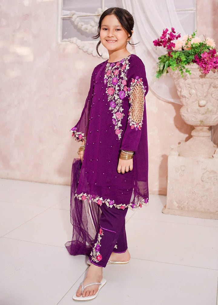 Modest Girls RTW Embroidered Chiffon 3 Piece Suit Pearl Cape Wedding Collection
