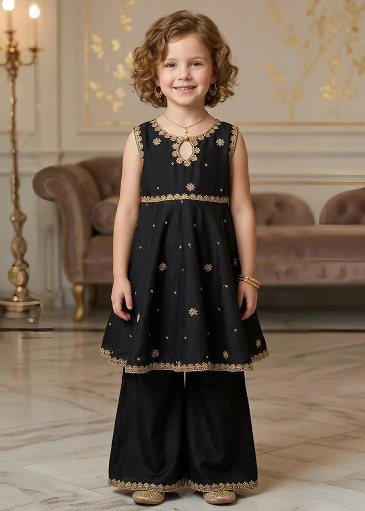 Modest Girls RTW Embroidered Viscose 3 Piece Suit Black Wedding Collection