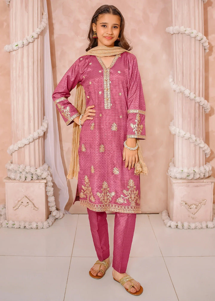 Modest Girls RTW Embroidered Mesuri 3 Piece Suit Maroon Festive Collection