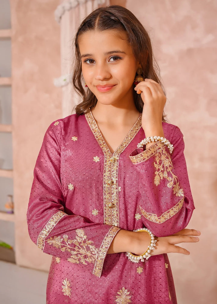 Modest Girls RTW Embroidered Mesuri 3 Piece Suit Maroon Festive Collection