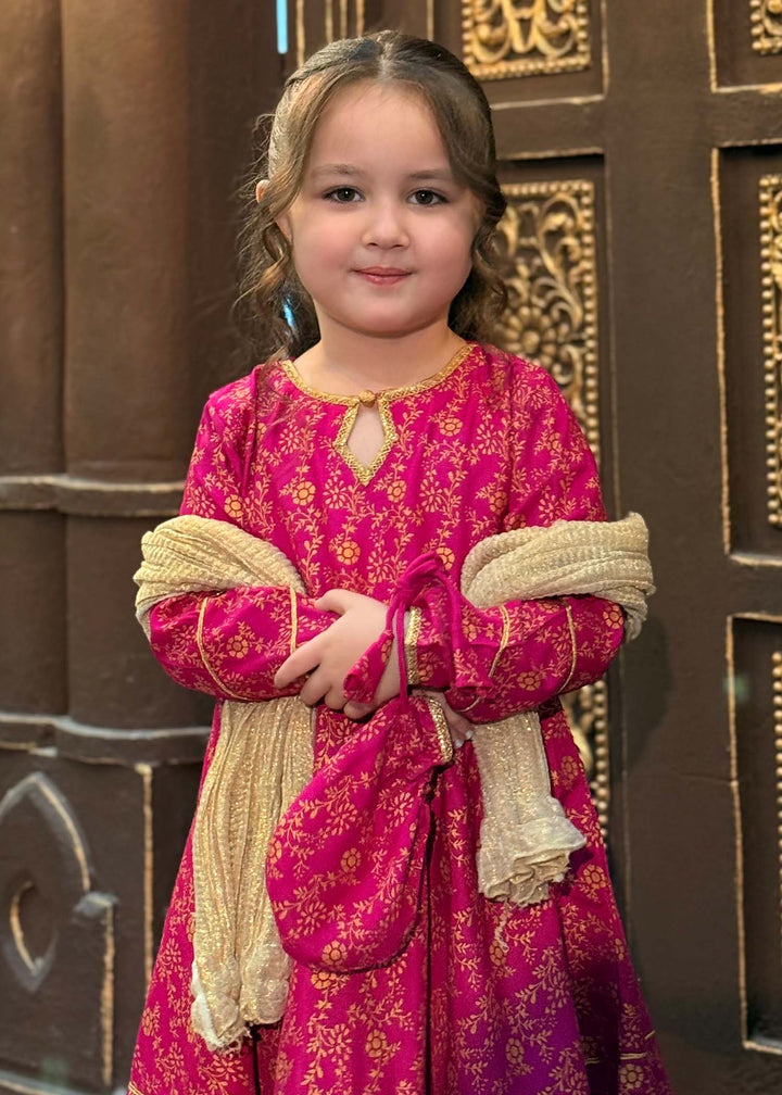 Modest Girls RTW Printed Silk 3 Piece Suit Pink Wedding Collection