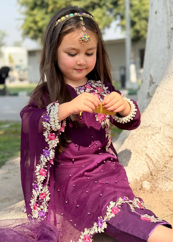 Modest Girls RTW Embroidered Chiffon 3 Piece Suit Pearl Cape Wedding Collection