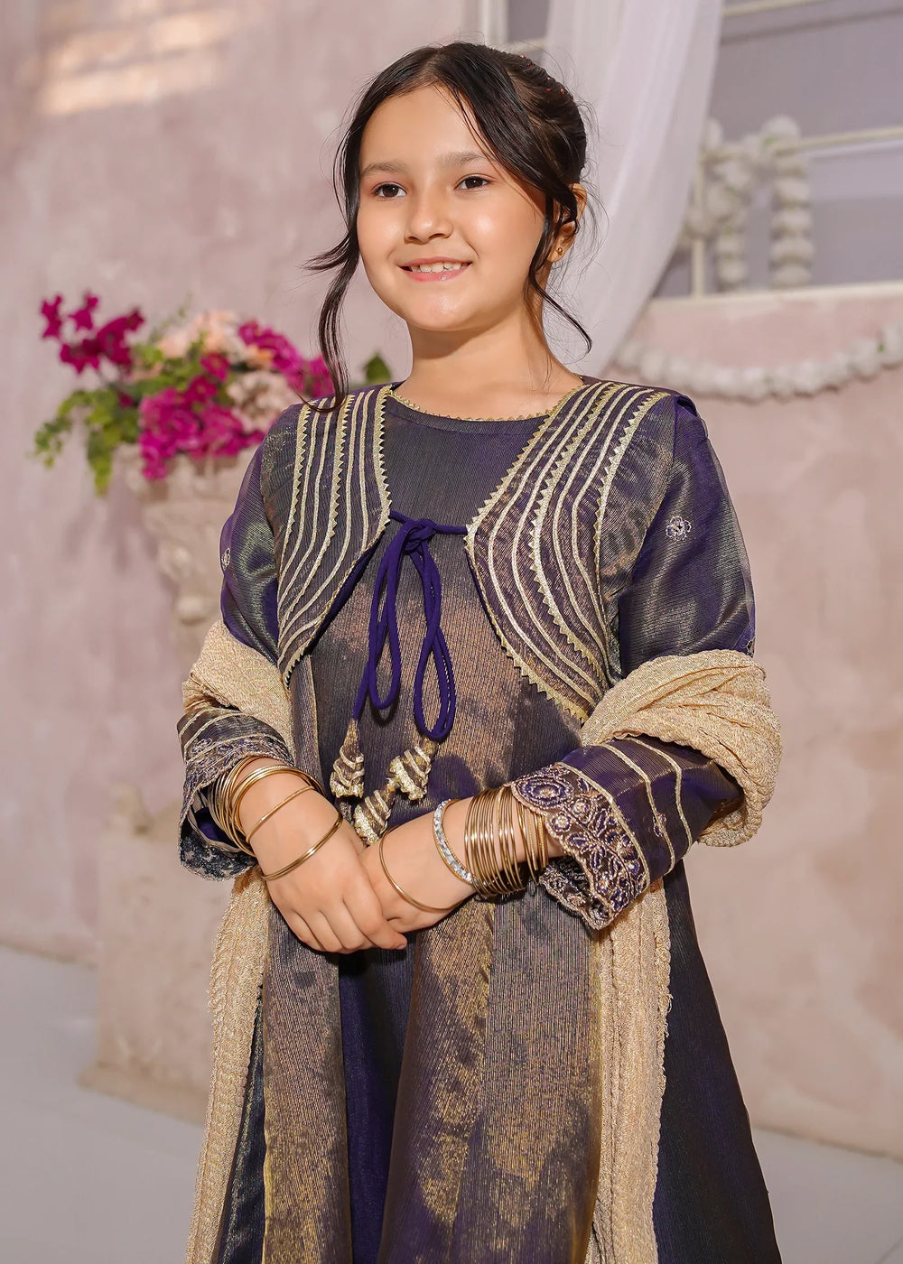 Modest Girls RTW Embroidered Mesuri 3 Piece Suit Royal Blue Festive Collection