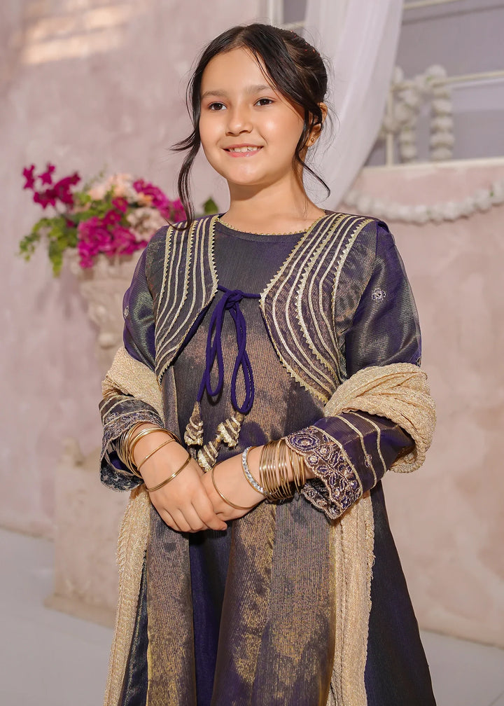 Modest Girls RTW Embroidered Mesuri 3 Piece Suit Royal Blue Festive Collection