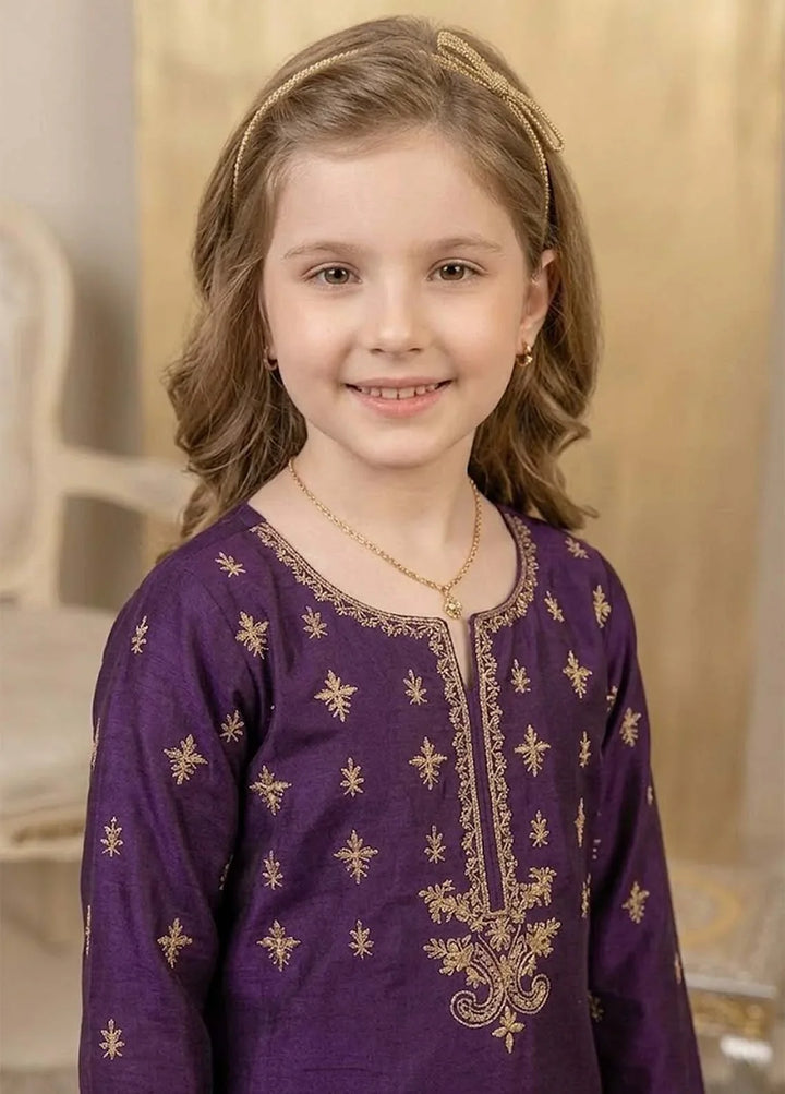 Modest Girls RTW Embroidered Viscose 3 Piece Suit Purple Wedding Collection