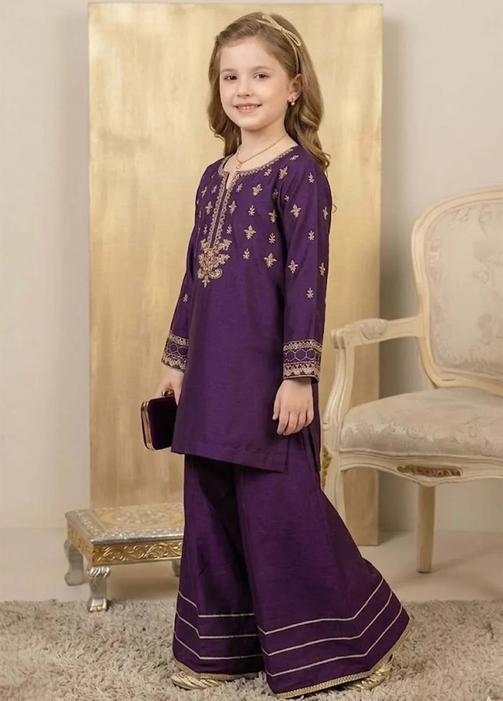 Modest Girls RTW Embroidered Viscose 3 Piece Suit Purple Wedding Collection