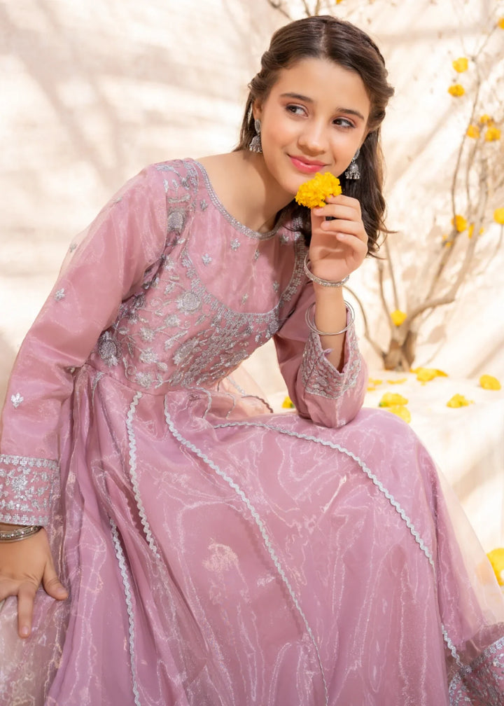 Modest Girls RTW Embroidered Tissue 3 Piece Suit Pink Frock-T Wedding Collection