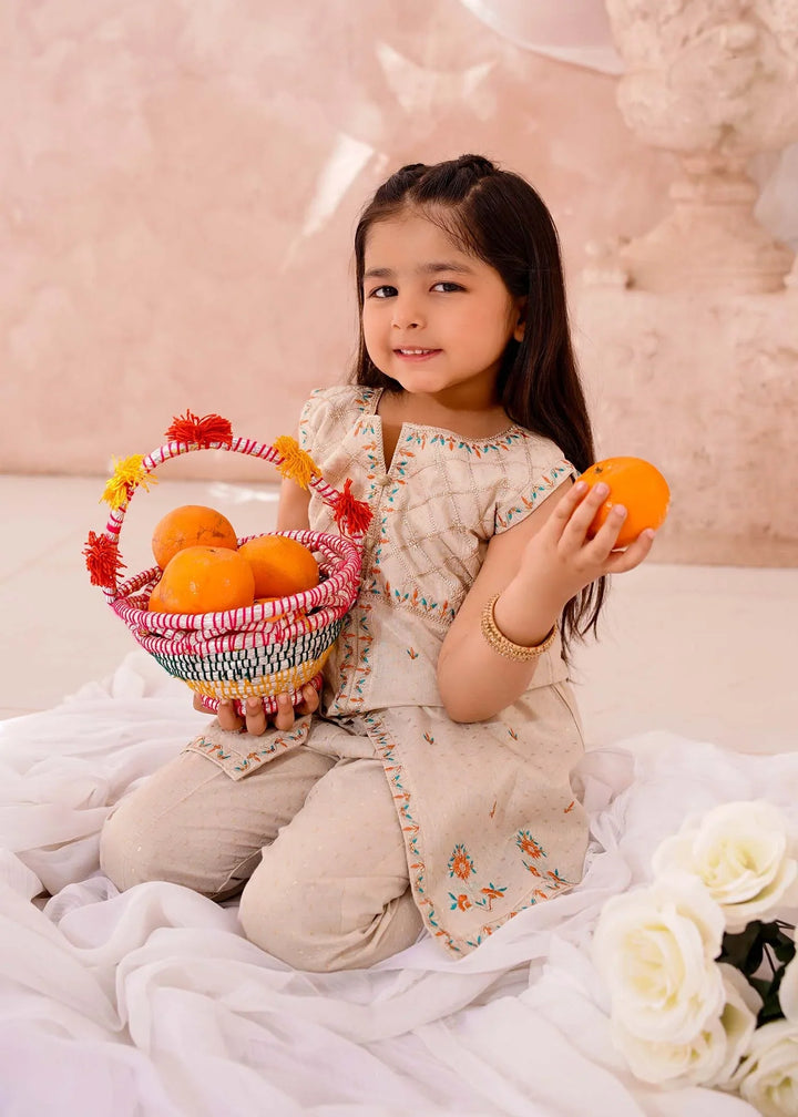 Modest Girls RTW Embroidered Cotton 3 Piece Suit White Festive Collection