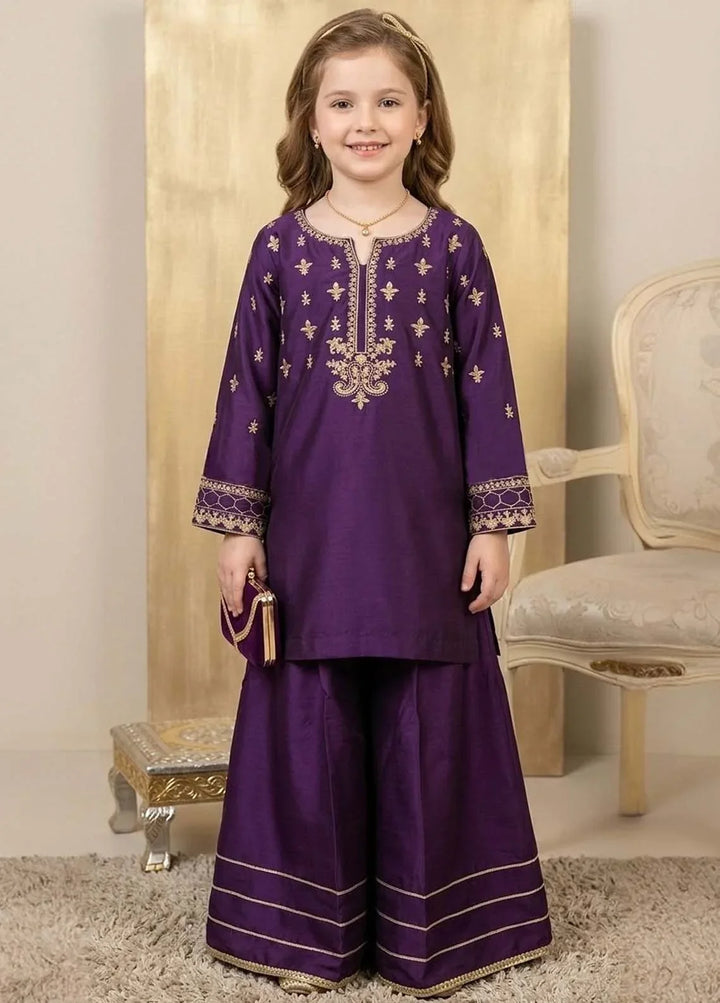 Modest Girls RTW Embroidered Viscose 3 Piece Suit Purple Wedding Collection