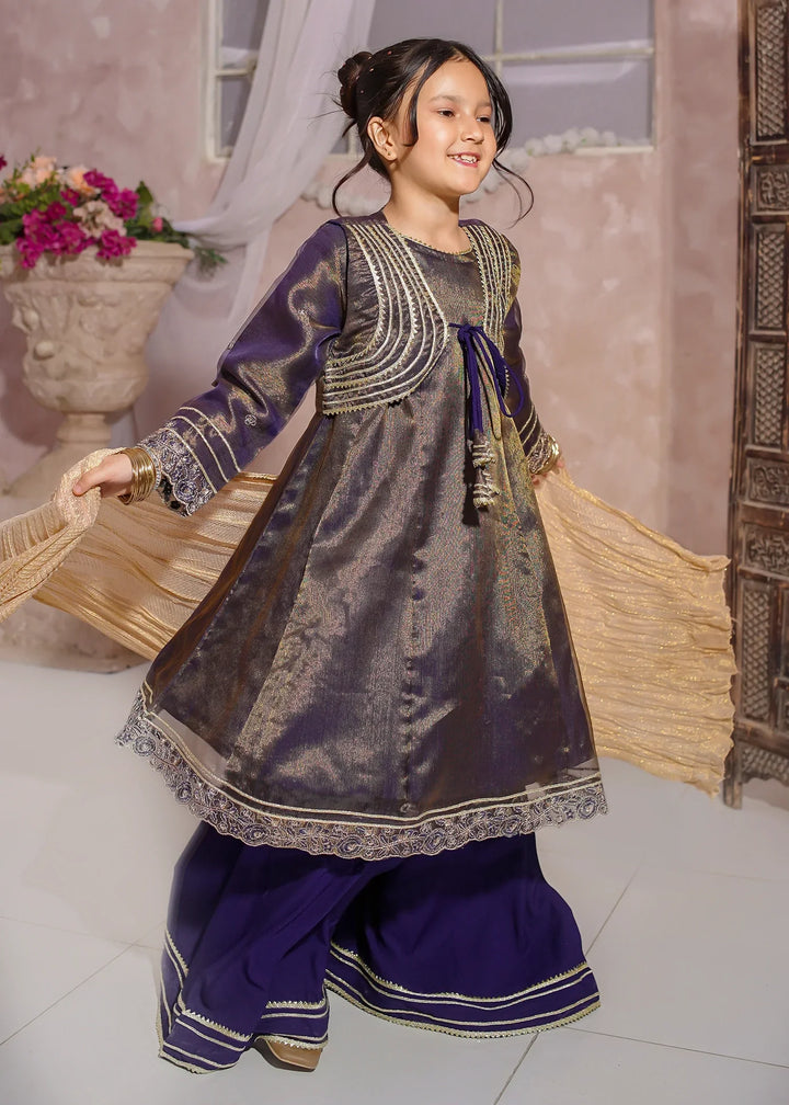 Modest Girls RTW Embroidered Mesuri 3 Piece Suit Royal Blue Festive Collection