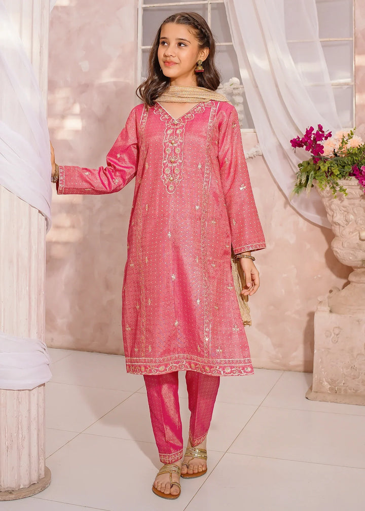 Modest Girls RTW Embroidered Mesuri 3 Piece Suit Pink-M1 Festive Collection