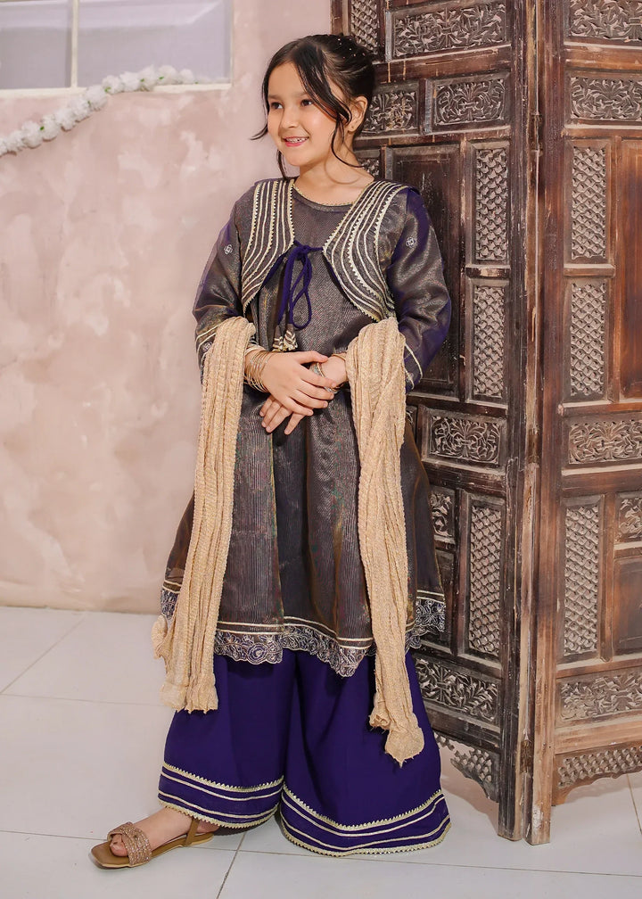 Modest Girls RTW Embroidered Mesuri 3 Piece Suit Royal Blue Festive Collection