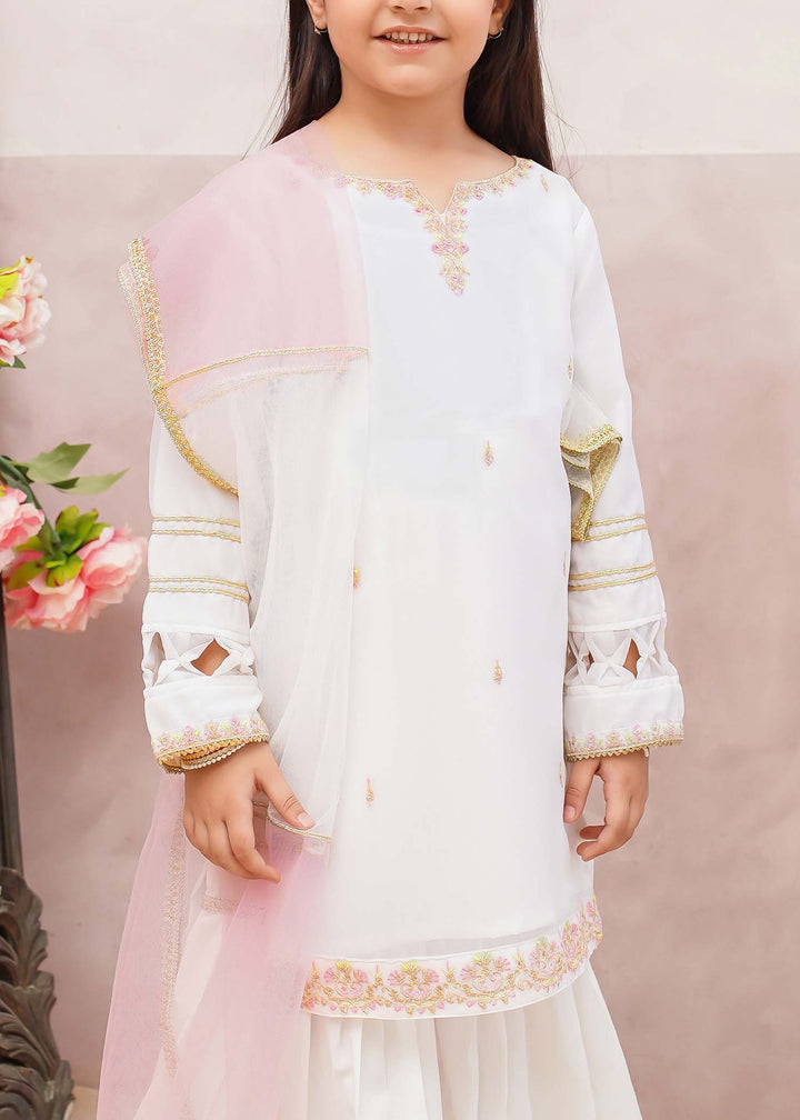 Modest Girls RTW Embroidered Chiffon 3 Piece Suit White Wedding Collection