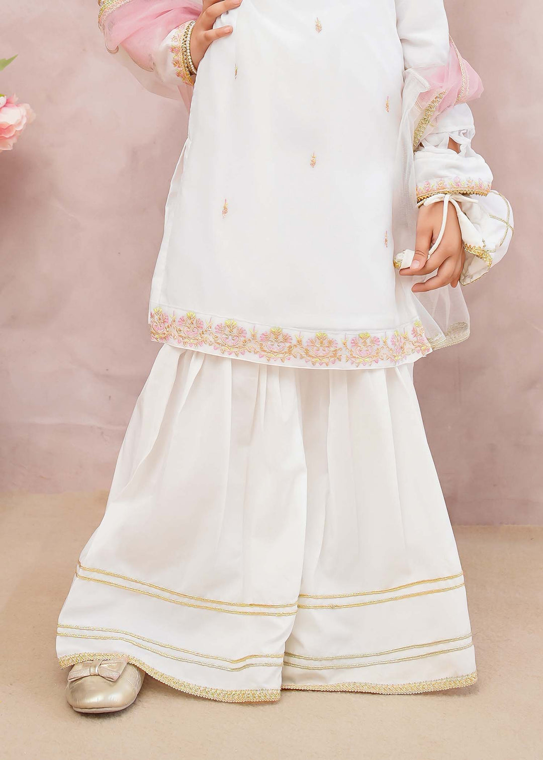 Modest Girls RTW Embroidered Chiffon 3 Piece Suit White Wedding Collection