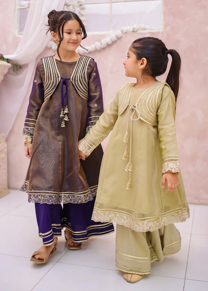 Modest Girls RTW Embroidered Mesuri 3 Piece Suit Royal Blue Festive Collection