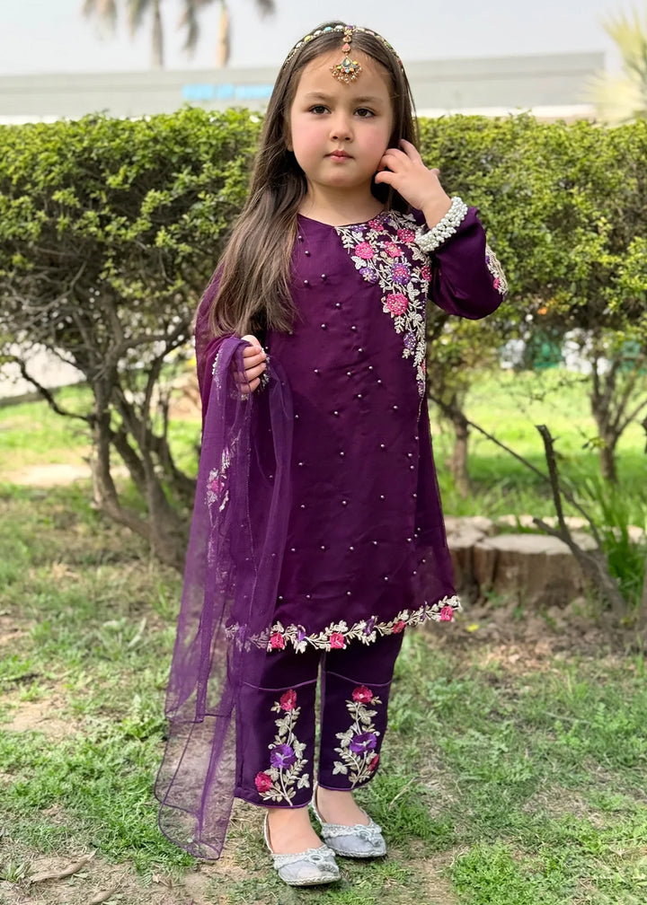 Modest Girls RTW Embroidered Chiffon 3 Piece Suit Pearl Cape Wedding Collection