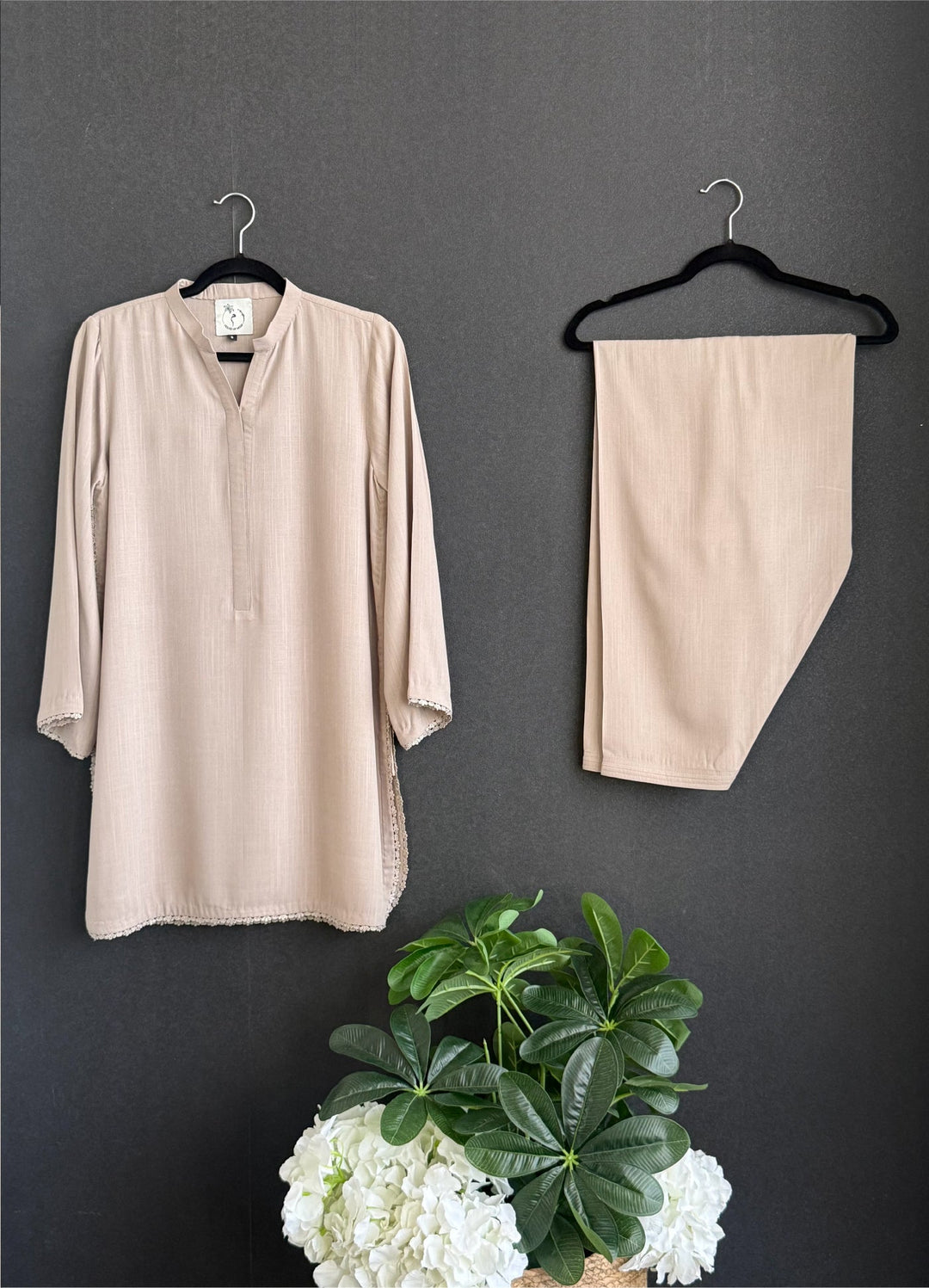 House of Meem RTW Solids Linen 2 Piece Suit Latte Casual Collection