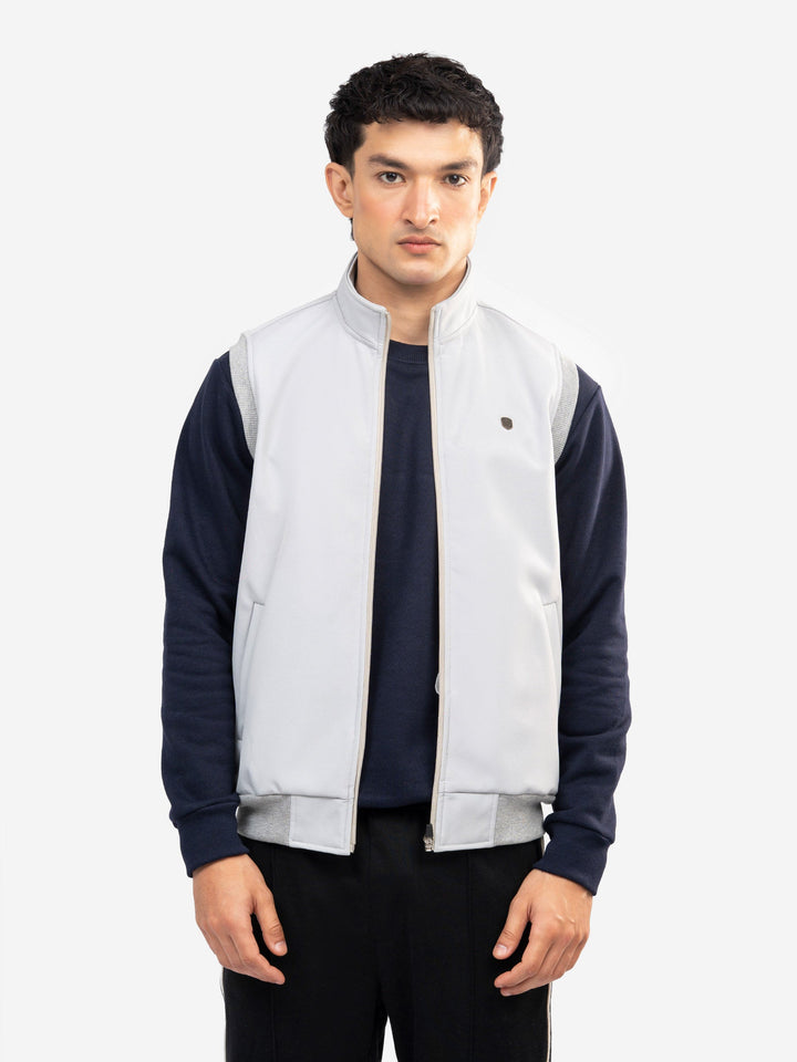 Brumano Mens RTW Solids Poly Jacket Ash Grey Sleeveless Winter Collection