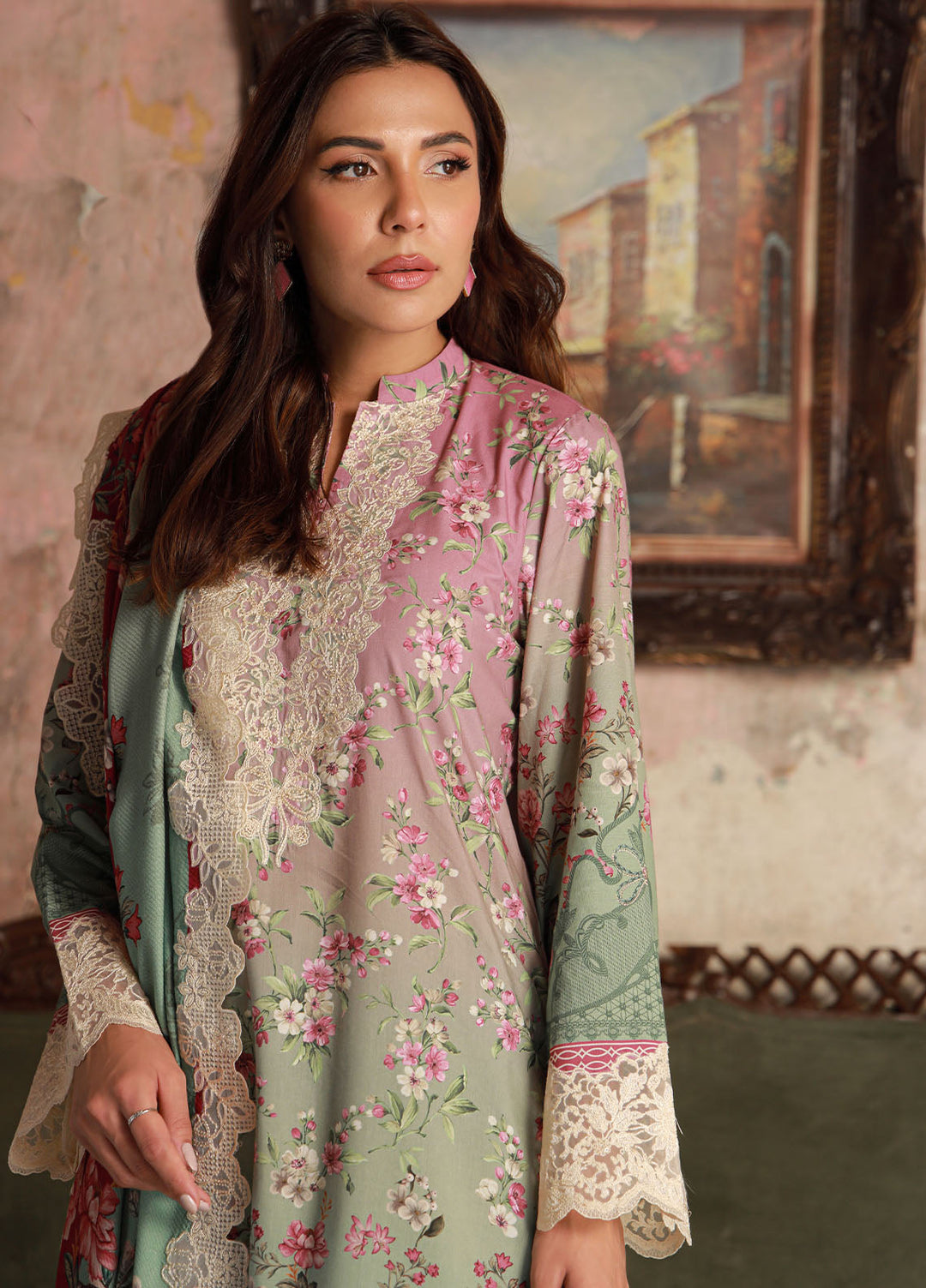 Sahar Embroidered Cotton Viscose Suits Unstitched 3 Piece SHR25FU AW1-25-20 Aurora Bloom - Winter Collection