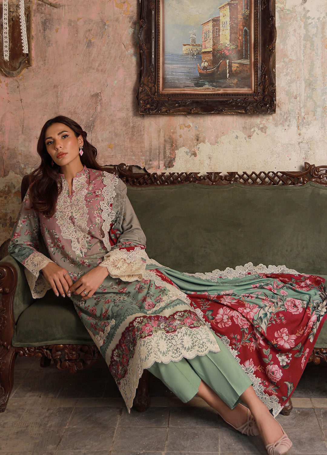 Sahar Embroidered Cotton Viscose Suits Unstitched 3 Piece SHR25FU AW1-25-20 Aurora Bloom - Winter Collection