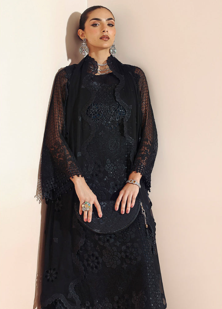Aymal by Alizeh Fashion Unstitched Chiffon Luxury Embroidered Suits 3 Piece AFB25BC D-03 Rika Black - Formals Collection