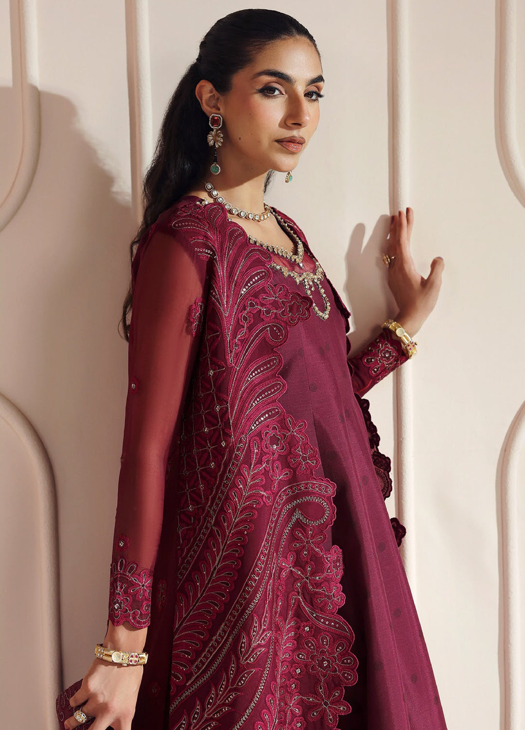 Aymal by Alizeh Fashion Unstitched Chiffon Luxury Embroidered Suits 3 Piece AFB25BC D-05 Jugnu - Formals Collection