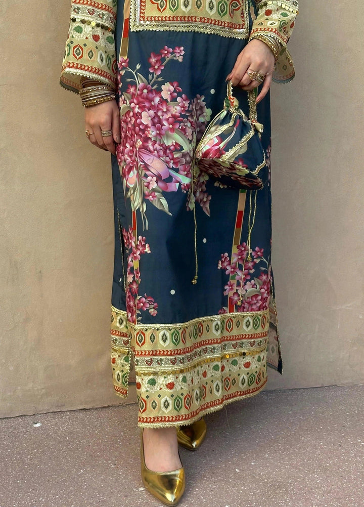 Mataish Women RTW Printed Crepe 1 Piece Suit Azure Bloom - Festive Collection